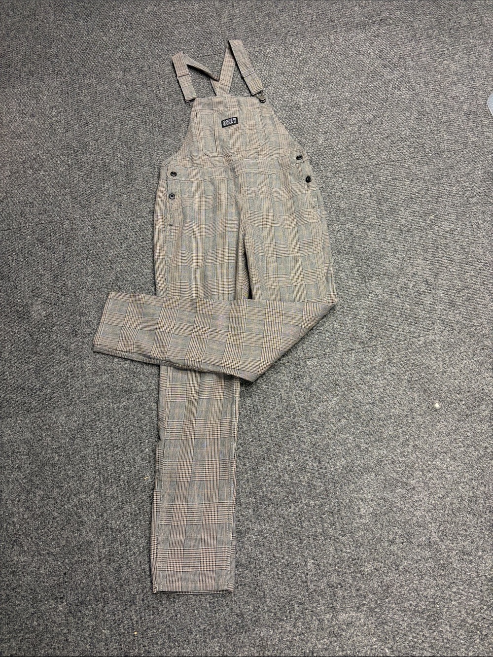Obey Plaid Houndstooth High-Waist Overalls size 24